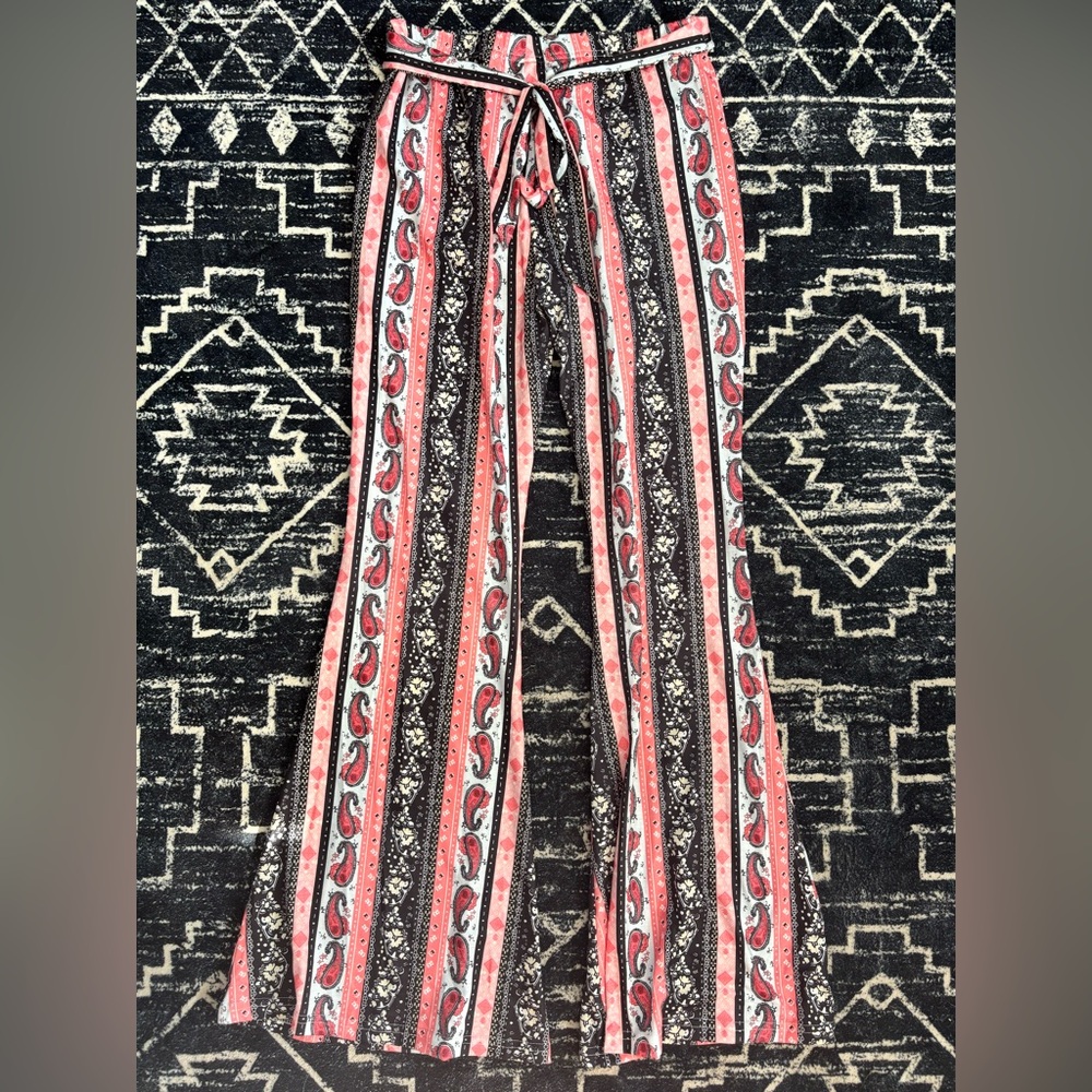Paisley Striped Women's Flare Pants